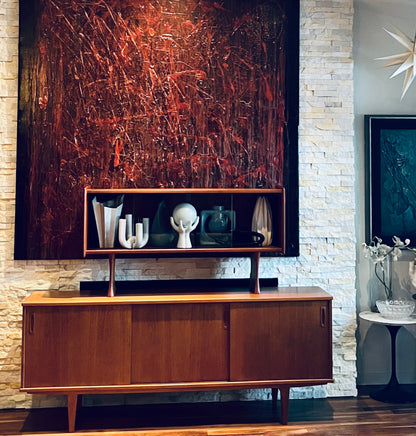 TEAK DYRLUND CREDENZA BUFFET SERVER MID CENTURY MEDIA UNIT PROFESSIONALLY REFINISHED