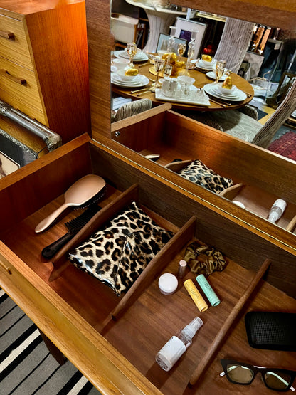 UNIQUE LIFT TOP w/ INTERIOR MIRROR  TEAK MID CENTURY MODERN DANISH DESK/ VANITY/ ENTRANCE/ ART TABLE