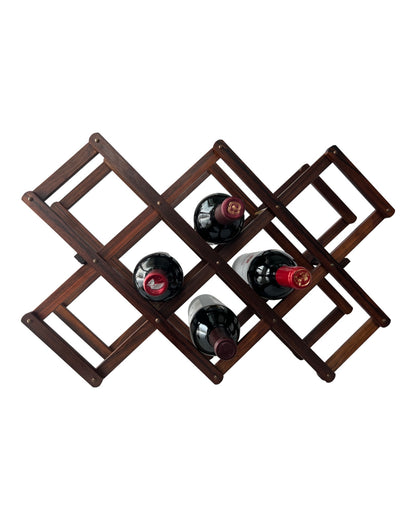 GORGEOUS BRAZILIAN ROSEWOOD w/BRASS DETAILING ACCORDION WINE RACK HOLDER