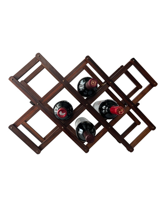 GORGEOUS BRAZILIAN ROSEWOOD w/BRASS DETAILING ACCORDION WINE RACK HOLDER
