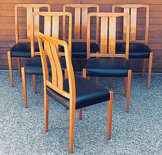 PAIR TALL CURVED BACK REUPHOLSTERED TEAK ACCENT or DINING CHAIRS- SET OF 2