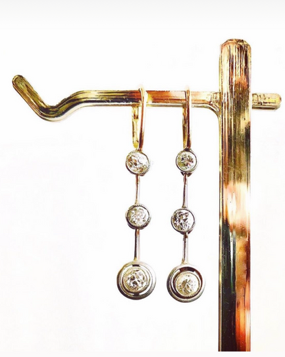 ESTATE 14CT GOLD & DIAMOND EARRINGS w/EURO BACKS SOLD w/ APPRAISAL