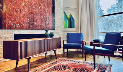 RARE PAIR SOLID TEAK GRETE JALK FOR FRANCE AND SON MODEL 119 PROFESSIONALLY REUPHOLSTERED IN MAHARAM
