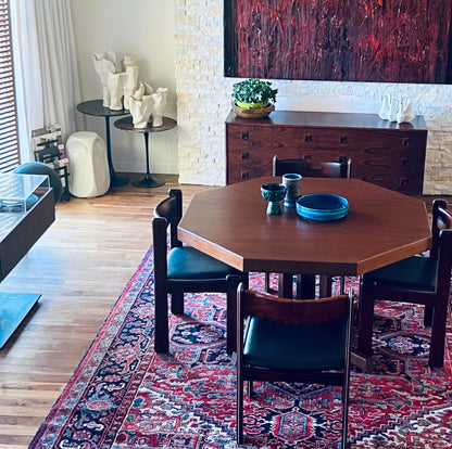 OCTAGONAL TEAK DINING TABLE WITH 2 EXTENSION LEAVES