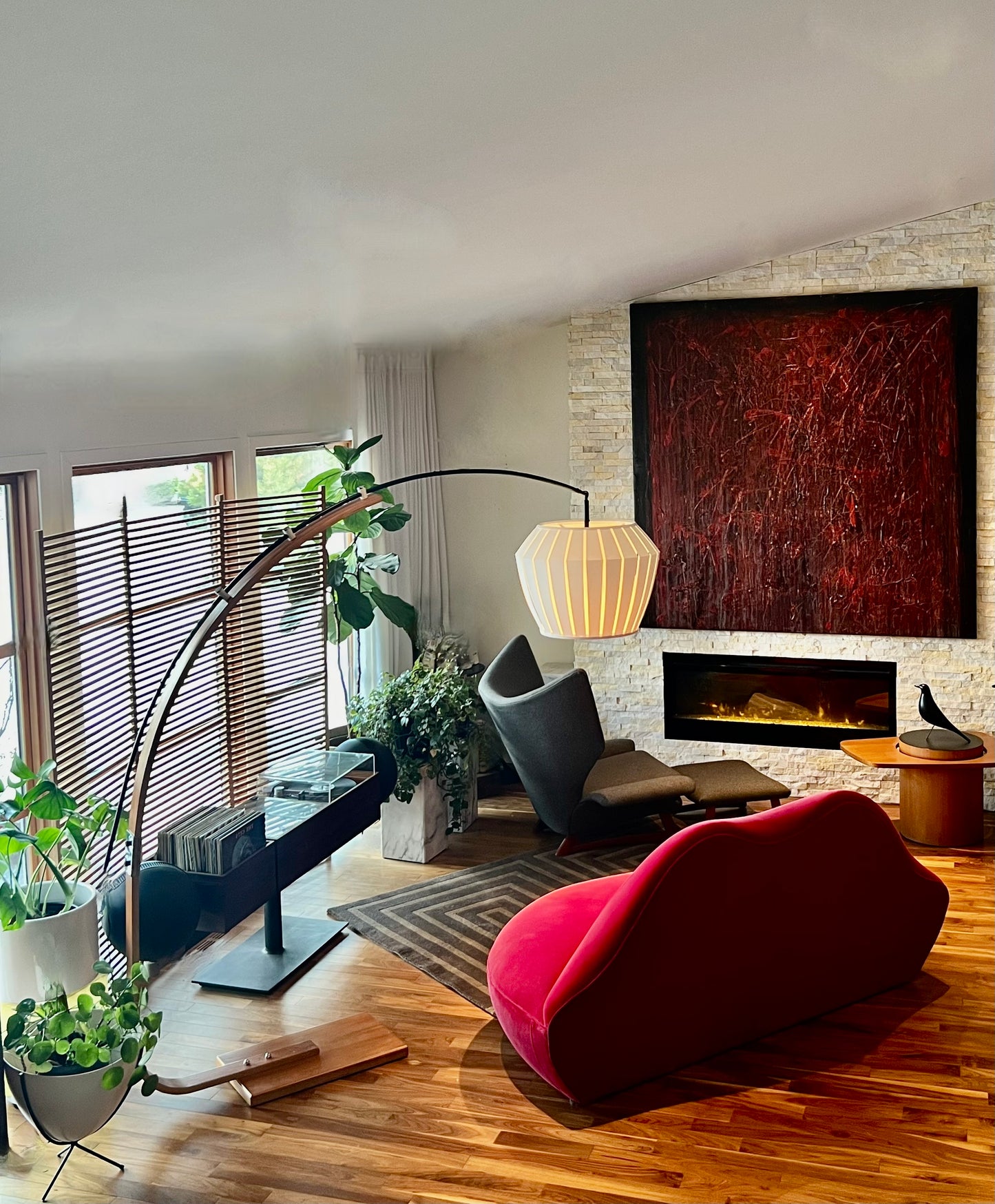 MASSIVE MID CENTURY GALAXI CANADA BENTWOOD TEAK EXTENDABLE ARC FLOOR LAMP w/ CONTEMPORARY SHADE NEW WIRING