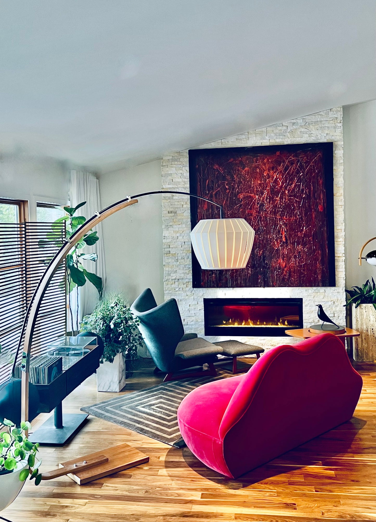 MASSIVE MID CENTURY GALAXI CANADA BENTWOOD TEAK EXTENDABLE ARC FLOOR LAMP w/ CONTEMPORARY SHADE NEW WIRING