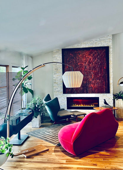 MASSIVE MID CENTURY GALAXI CANADA BENTWOOD TEAK EXTENDABLE ARC FLOOR LAMP w/ CONTEMPORARY SHADE NEW WIRING