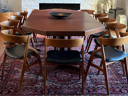 OCTAGONAL TEAK DINING TABLE WITH 2 EXTENSION LEAVES