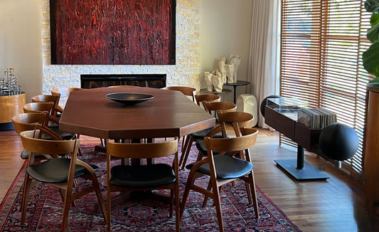 OCTAGONAL TEAK DINING TABLE WITH 2 EXTENSION LEAVES