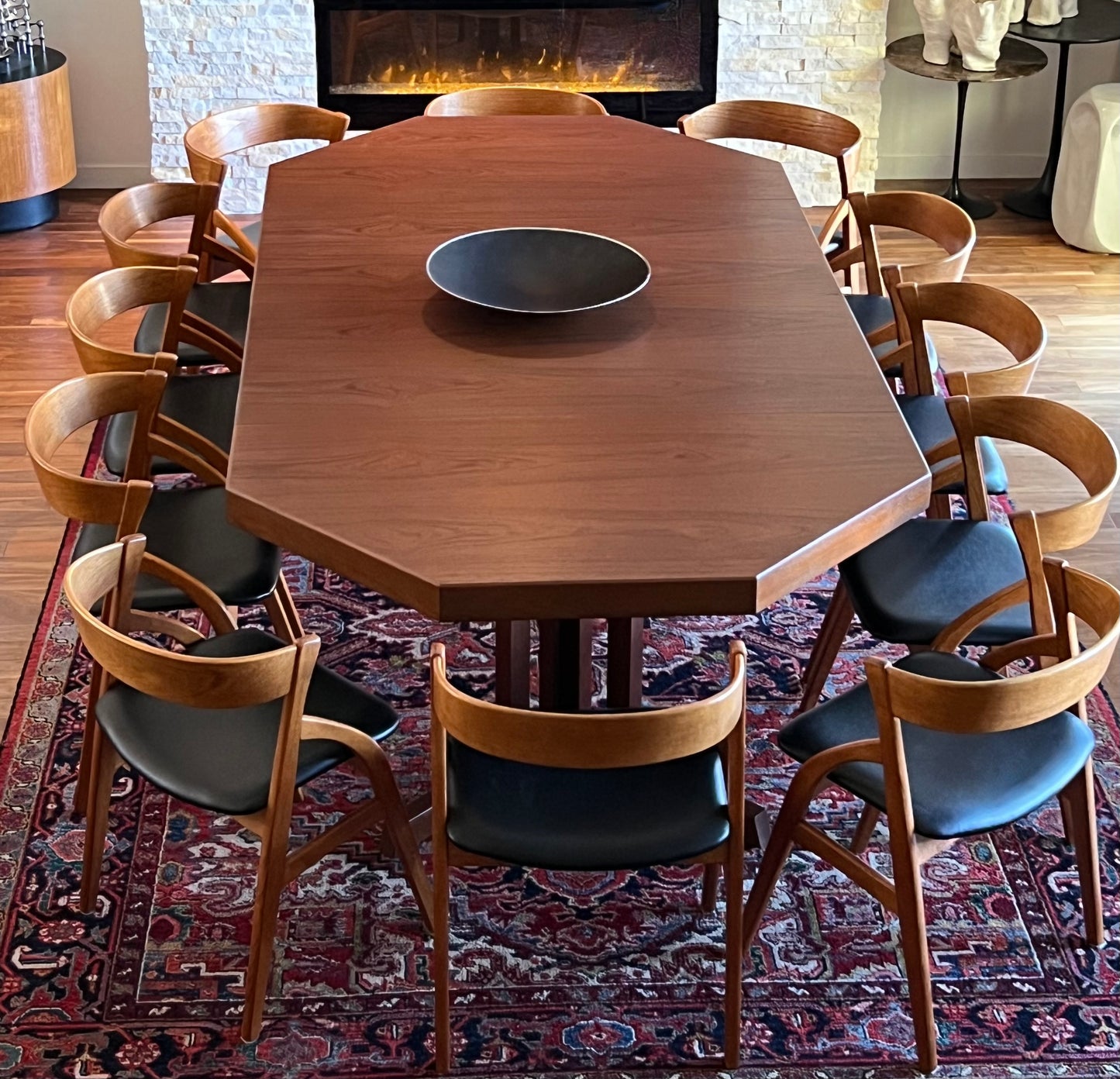 OCTAGONAL TEAK DINING TABLE WITH 2 EXTENSION LEAVES