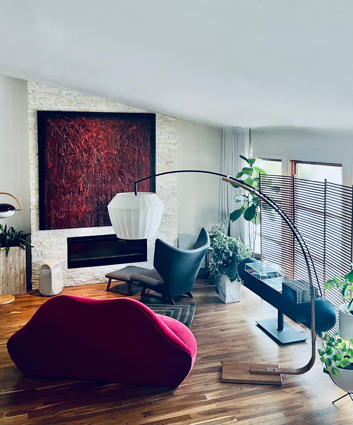 MASSIVE MID CENTURY GALAXI CANADA BENTWOOD TEAK EXTENDABLE ARC FLOOR LAMP w/ CONTEMPORARY SHADE NEW WIRING