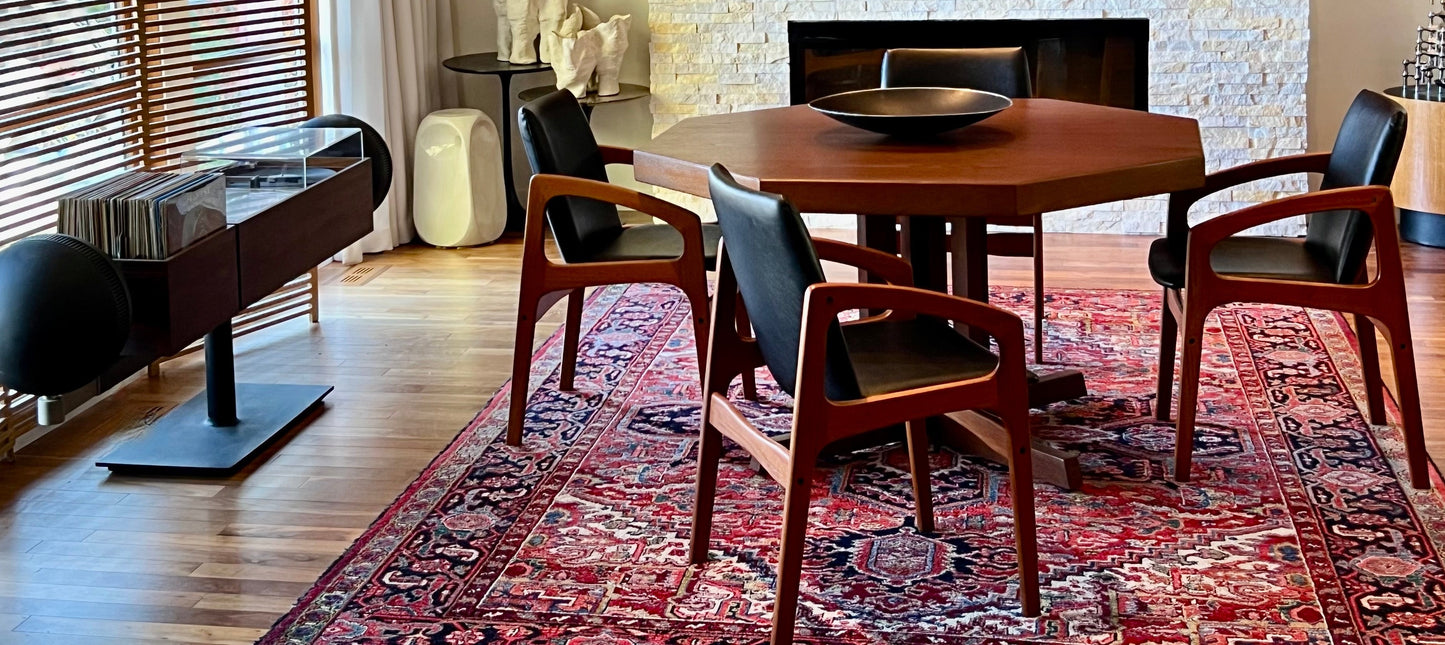 OCTAGONAL TEAK DINING TABLE WITH 2 EXTENSION LEAVES