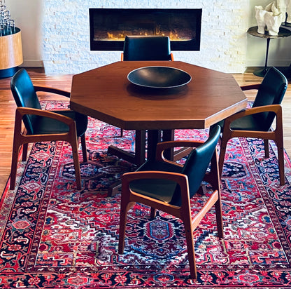 OCTAGONAL TEAK DINING TABLE WITH 2 EXTENSION LEAVES