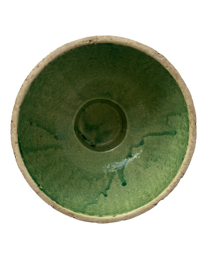 CERAMIC CLAY BOWL GREEN ATTRIBUTED LORE , BEESEL, THE NETHERLANDS