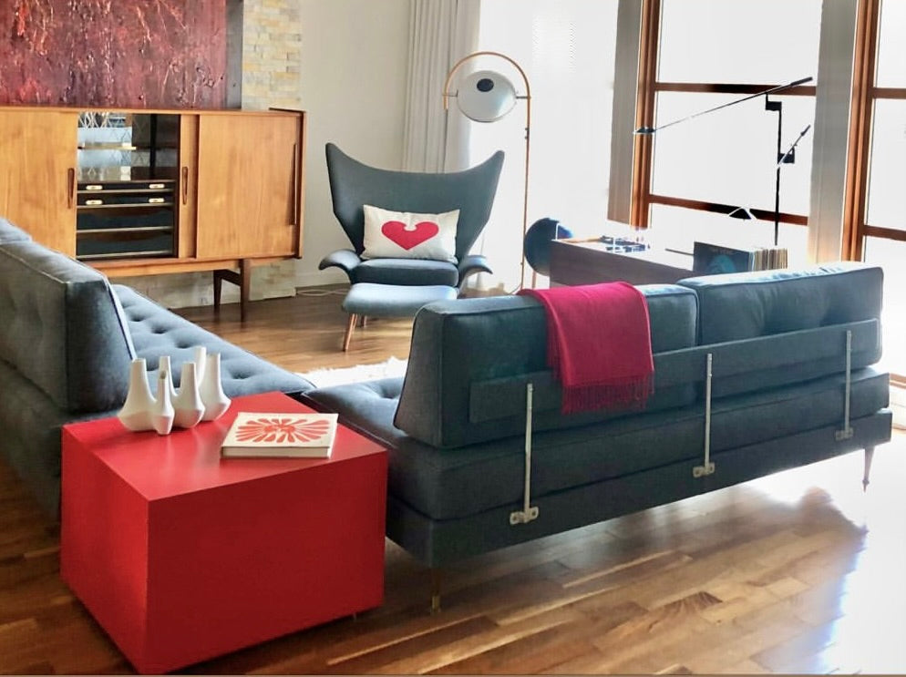 POSTMODERN RED ROLLING CUBE COFFEE/ SIDE/ CORNER TABLE
