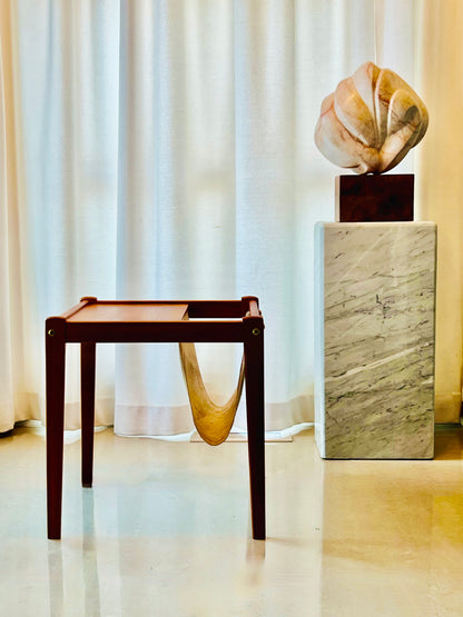 BRDR FURBO TEAK SIDE TABLE LINEN MAGAZINE | CRAFT OR RECORD SLING