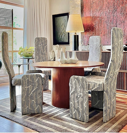 MODERNIST STYLE 'MEMPHIS' POST MODERN ERA SET OF 4 TALL BACK UPHOLSTERED DINING CHAIR