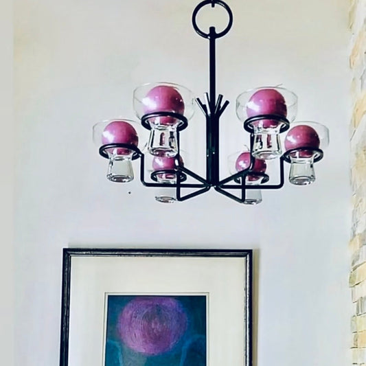 TRADITIONAL DANISH WROUGHT IRON CANDLE CHANDELIER