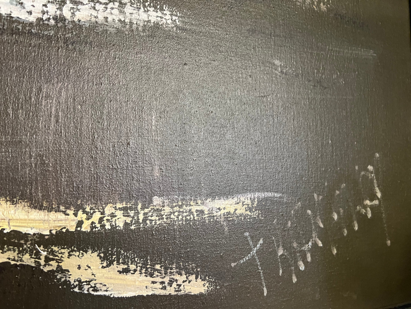 HUGE MID CENTURY GOLDEN SNOWSCAPE ON THE WATER PAINTING