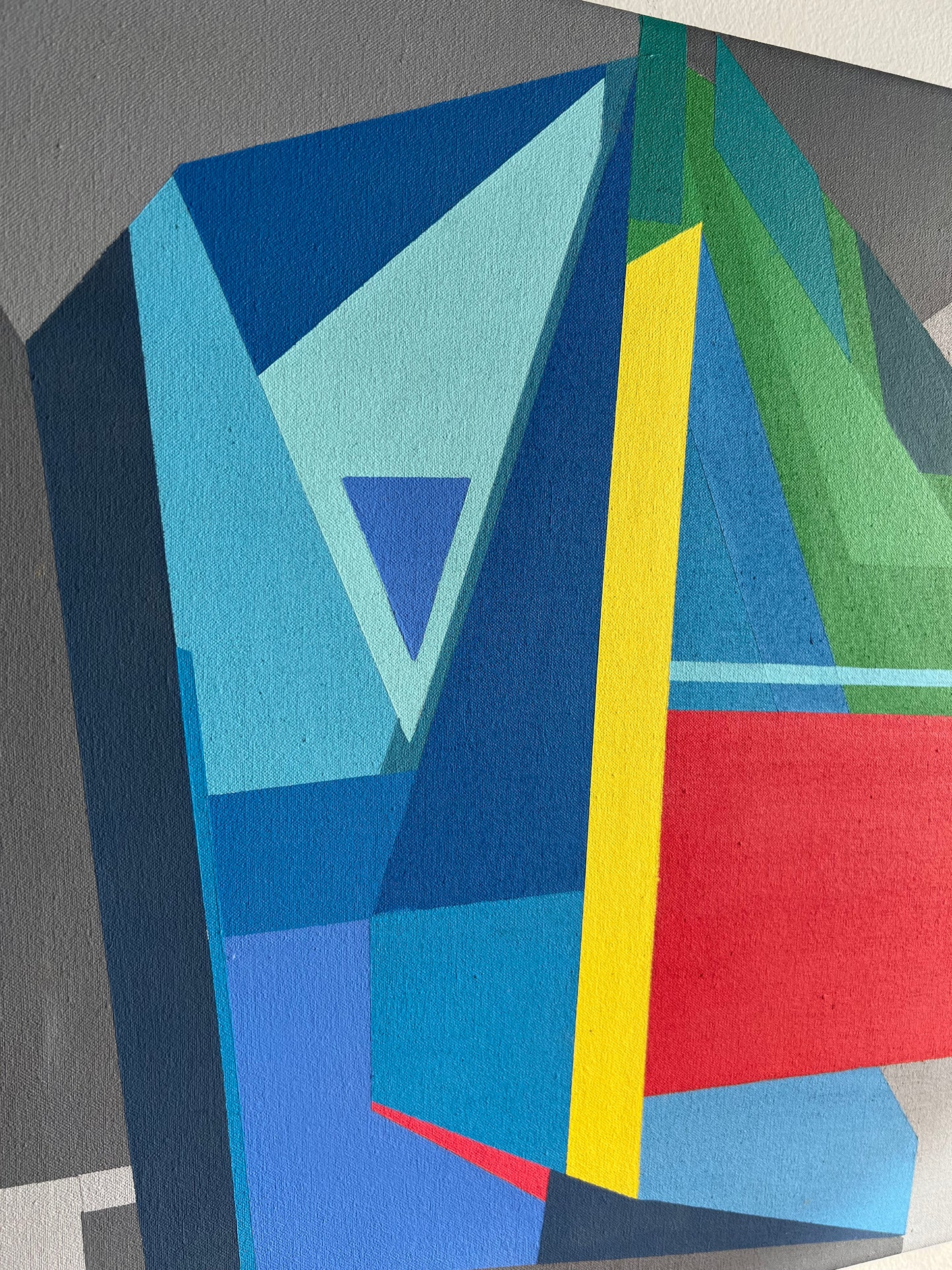 HARD EDGE GEOMETRIC ABSTRACT PAINTING on STRETCHED CANVAS RAW EDGE
