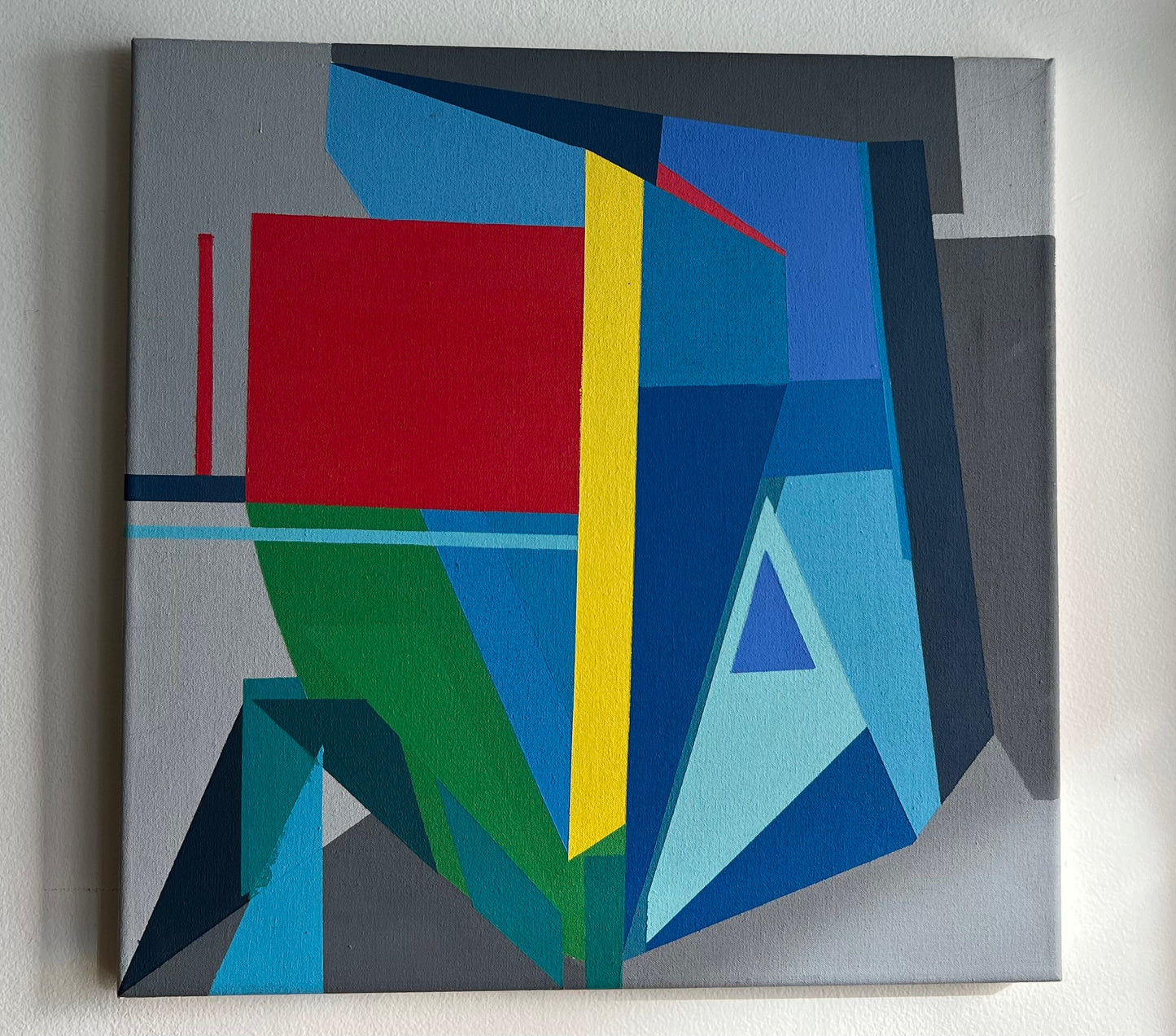 HARD EDGE GEOMETRIC ABSTRACT PAINTING on STRETCHED CANVAS RAW EDGE