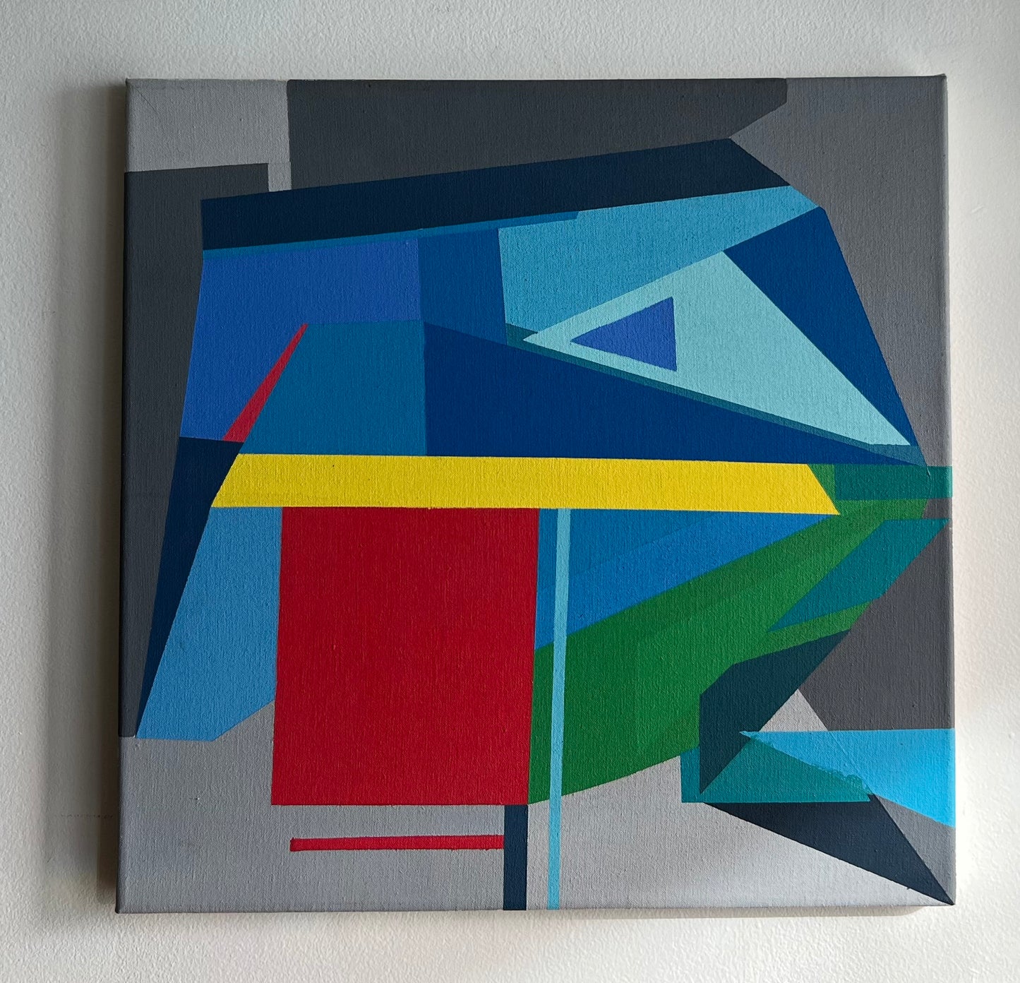 HARD EDGE GEOMETRIC ABSTRACT PAINTING on STRETCHED CANVAS RAW EDGE