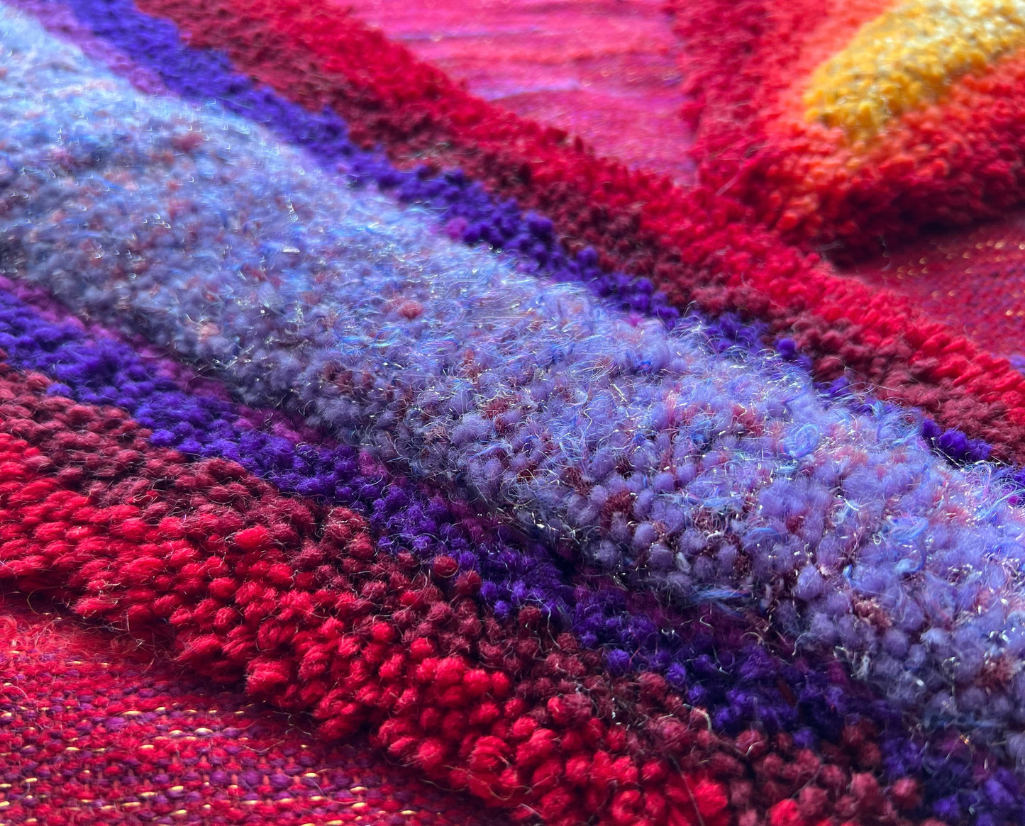MCM ELINOR LANGSNER MONTREAL BOLD FUCHSIA LOOMED WOVEN & TUFTED WALL HANGING