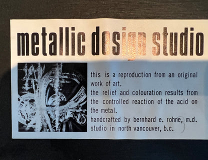 STATEMENT PIECE- UNIQUE ACID ETCHED & OXIDIZED METAL FRAMED MCM WALL ART by BERNHARD ROHNE VANCOUVER CANADA