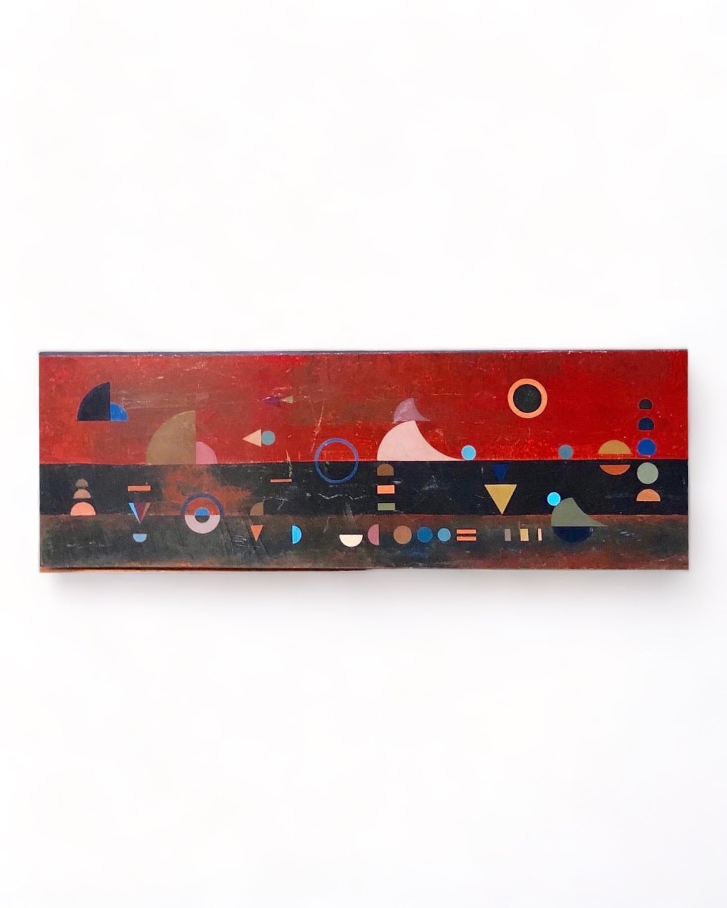 KANDINSKY STYLE  DECONSTRUCTIONIST or SACRED GEOMETRY STYLE  PAINTING on STRETCHED CANVAS