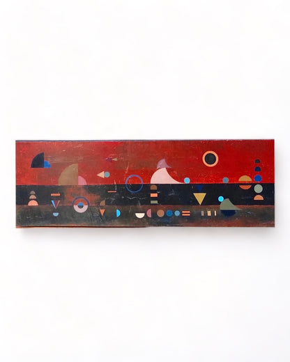 KANDINSKY STYLE  DECONSTRUCTIONIST or SACRED GEOMETRY STYLE  PAINTING on STRETCHED CANVAS