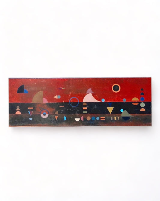 KANDINSKY STYLE  DECONSTRUCTIONIST or SACRED GEOMETRY STYLE  PAINTING on STRETCHED CANVAS