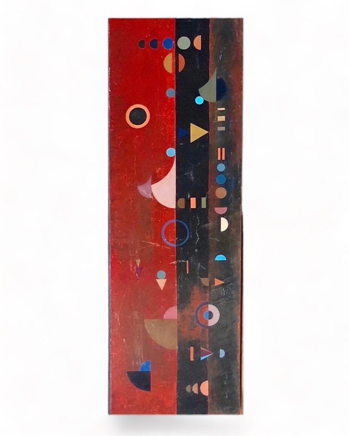 KANDINSKY STYLE  DECONSTRUCTIONIST or SACRED GEOMETRY STYLE  PAINTING on STRETCHED CANVAS