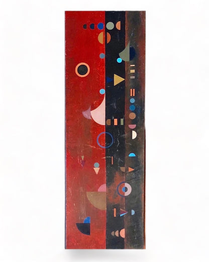 KANDINSKY STYLE  DECONSTRUCTIONIST or SACRED GEOMETRY STYLE  PAINTING on STRETCHED CANVAS