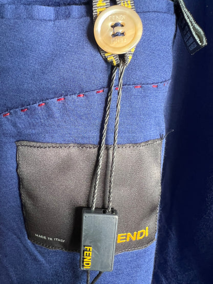 BLUE FENDI GIACCA PIQUET BLAZER JACKET w/ ORIGINAL TAGS & HANDSTITCHED DETAILS