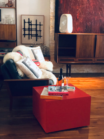 POSTMODERN RED ROLLING CUBE COFFEE/ SIDE/ CORNER TABLE