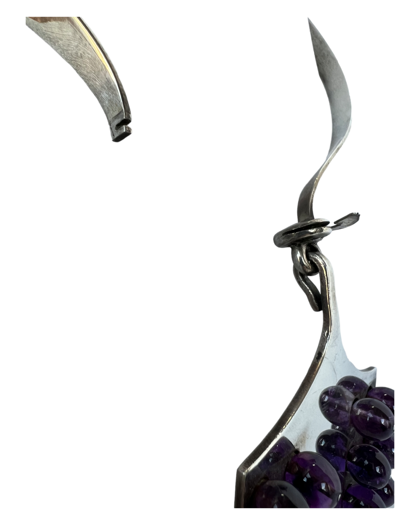 EARLY MODERNIST TANE REMARKABLE STERLING SILVER NECK RING AMETHYST BEAD GRAPHIC SILVERSMITHING MASTERPIECE NECKLACE