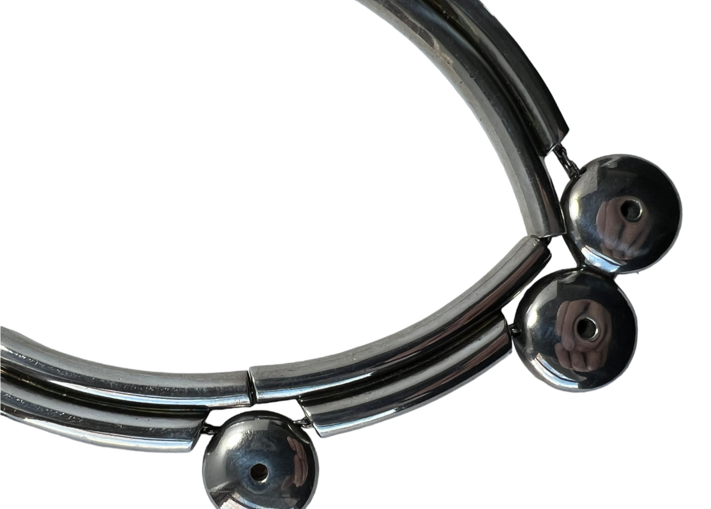 EARLY MODERNIST TANE STERLING SILVER DISC/TUBE CHAIN UNIQUE STATEMENT NECKLACE