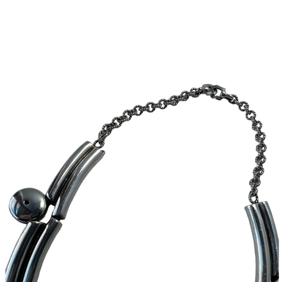 EARLY MODERNIST TANE STERLING SILVER DISC/TUBE CHAIN UNIQUE STATEMENT NECKLACE