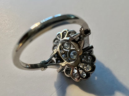 SUSPENDED WHILE SEEK UPDATED APPRAISAL on the PRECIOUS METALS/INQUIRE WITH INTEREST/  ART DECO PLATINUM & 18K WHITE GOLD DIAMOND RING, SIZE 8 SOLD w/ APPRAISAL