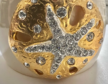 KENNETH LANE GLAM CLAMPER BRACELET STARFISH SANDMDOLLAR THEME CRUISE WEAR