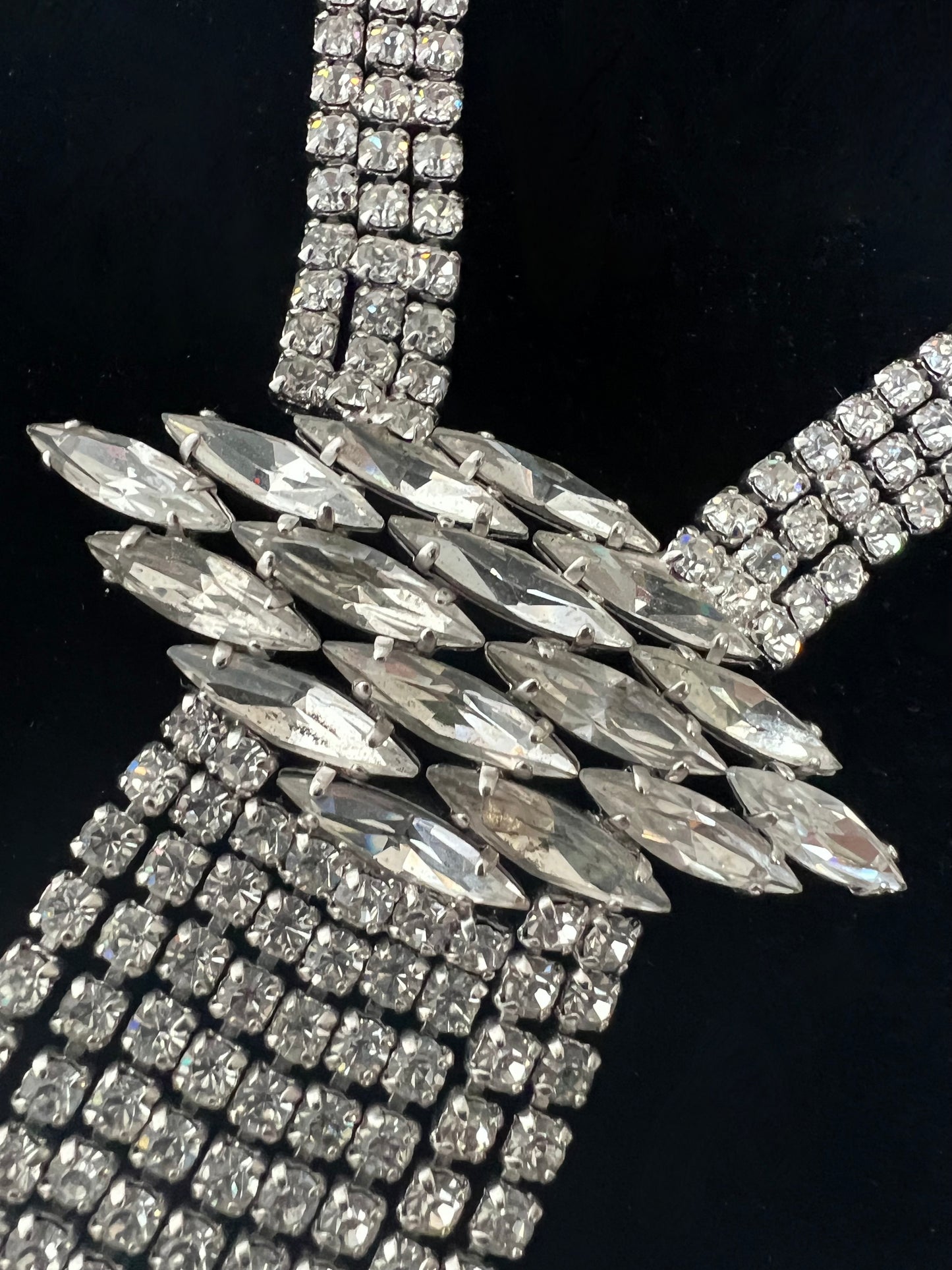 BOOK PIECE UNSIGNED SHERMAN CLEAR SWAROVSKI CRYSTAL RHINESTONE UNIQUE NECKLACE