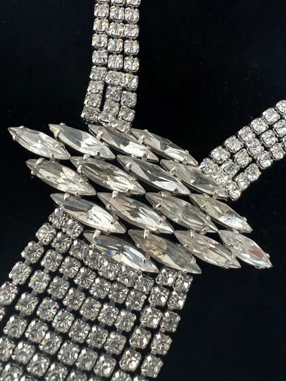 BOOK PIECE UNSIGNED SHERMAN CLEAR SWAROVSKI CRYSTAL RHINESTONE UNIQUE NECKLACE
