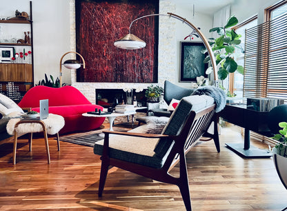 ARNE VODDER for VAMO SODERBERG MOBELFABRIK DENMARK 1950s 1960s 3 SEATER SOLID TEAK WOOD FRAME SCULPTURAL  SOFA COUCH