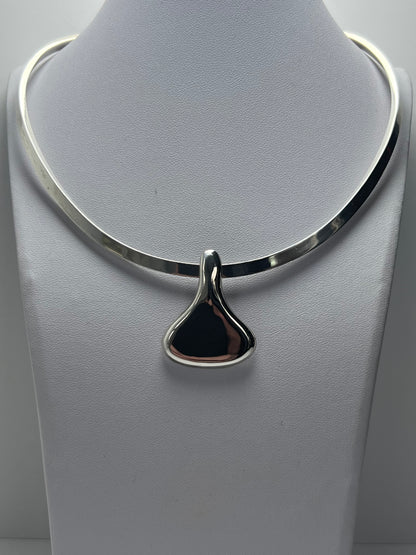 STERLING SILVER LARGE MODERNIST GRAPHIC MODULAR MULTI LOOK PENDANT