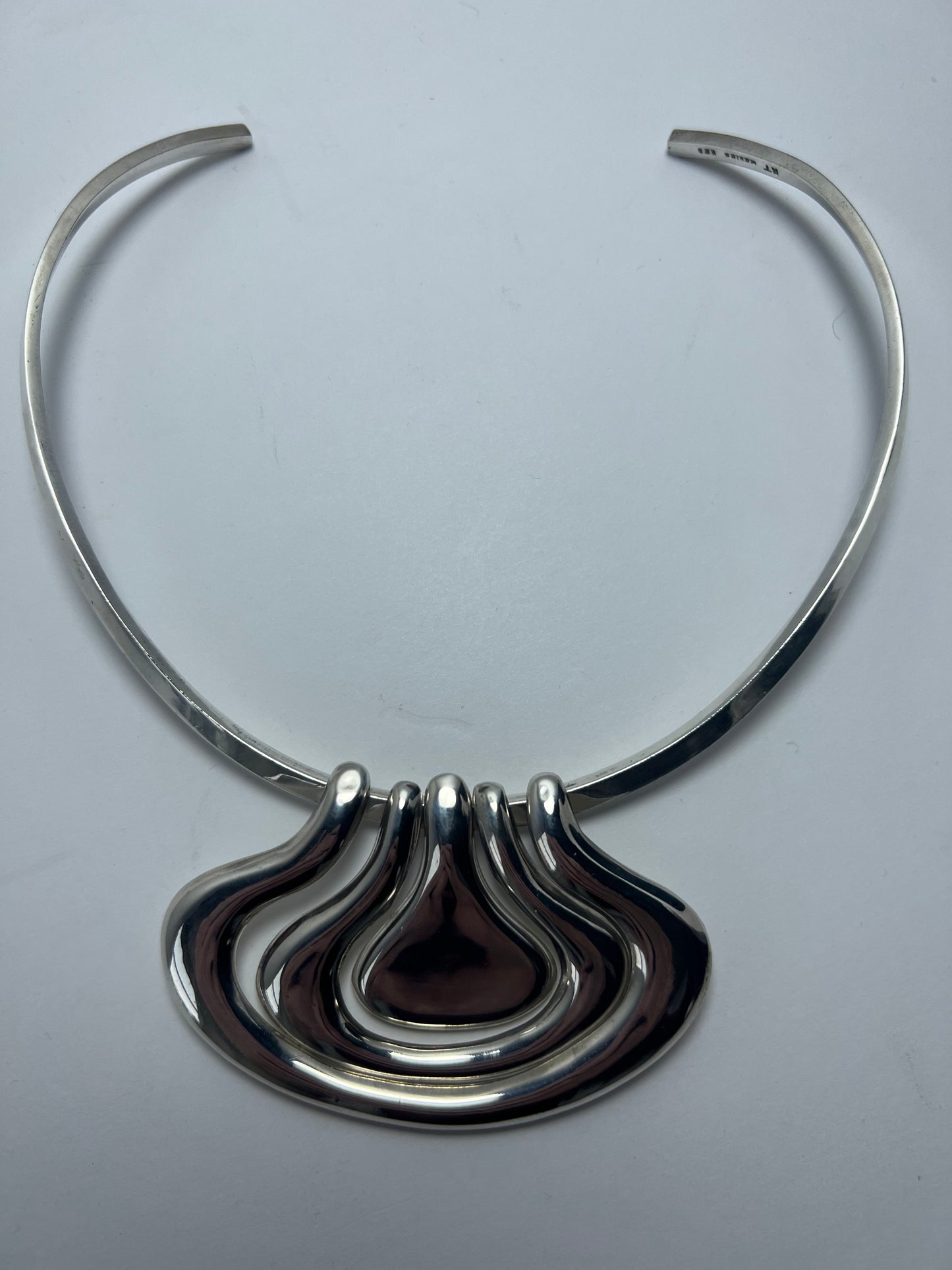 STERLING SILVER LARGE MODERNIST GRAPHIC MODULAR MULTI LOOK PENDANT