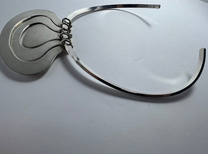 STERLING SILVER LARGE MODERNIST GRAPHIC MODULAR MULTI LOOK PENDANT