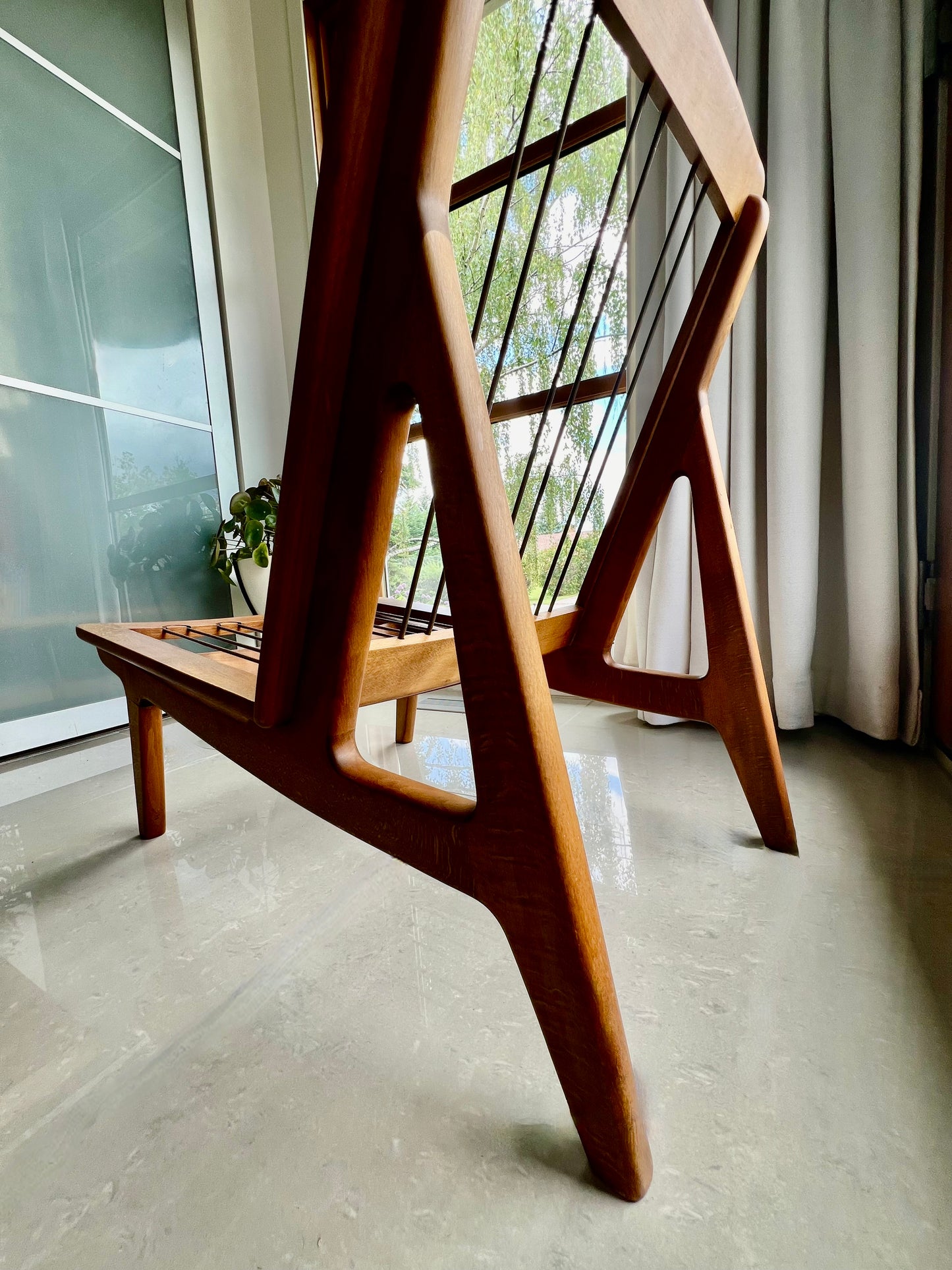 EARLY RARE PETER HVIDT / ORLA MOLGAARD SOLID WOOD SCULPTURAL ACCENT CHAIR for FRANCE & DAVORKOSEN