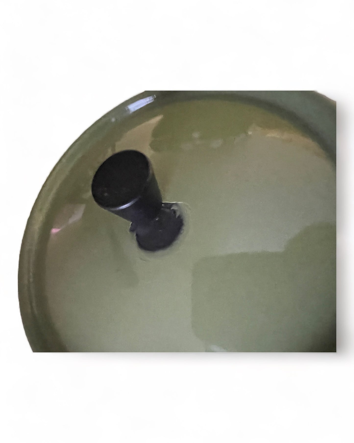 ENAMELWARE CATHRINE HOLM FONDUE SET- OLIVE GREEN LOTUS PATTERN- 5 + 1 Piece