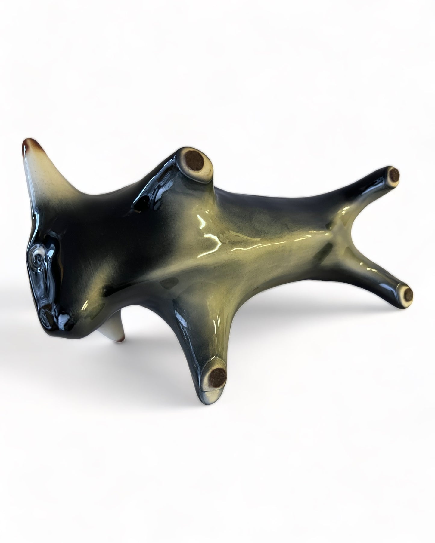 CERAMIC BULL PLANTER/ DRESSER CADDY ATTRIBUTED TO MCCOY POTTERY SCORPIO