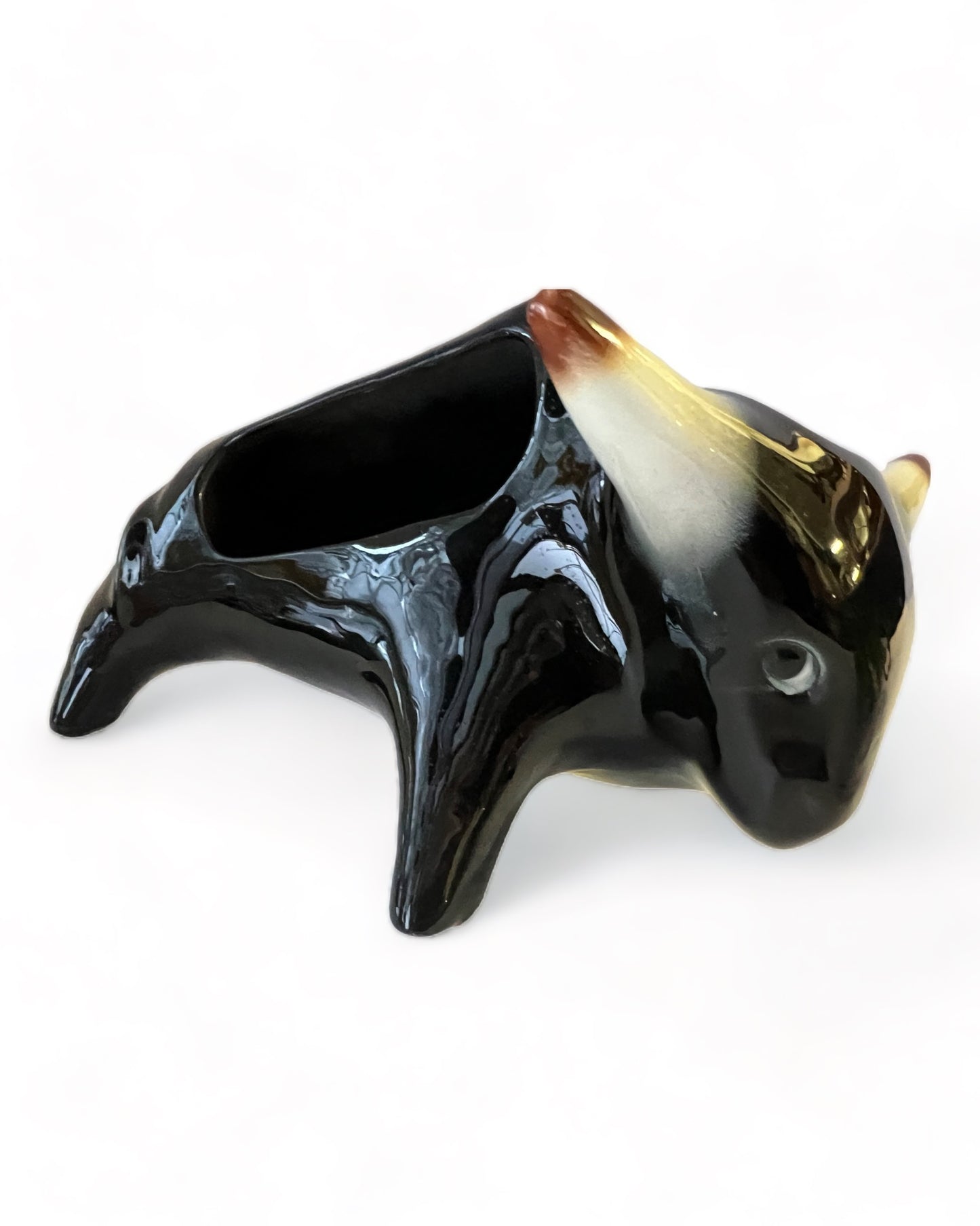 CERAMIC BULL PLANTER/ DRESSER CADDY ATTRIBUTED TO MCCOY POTTERY SCORPIO